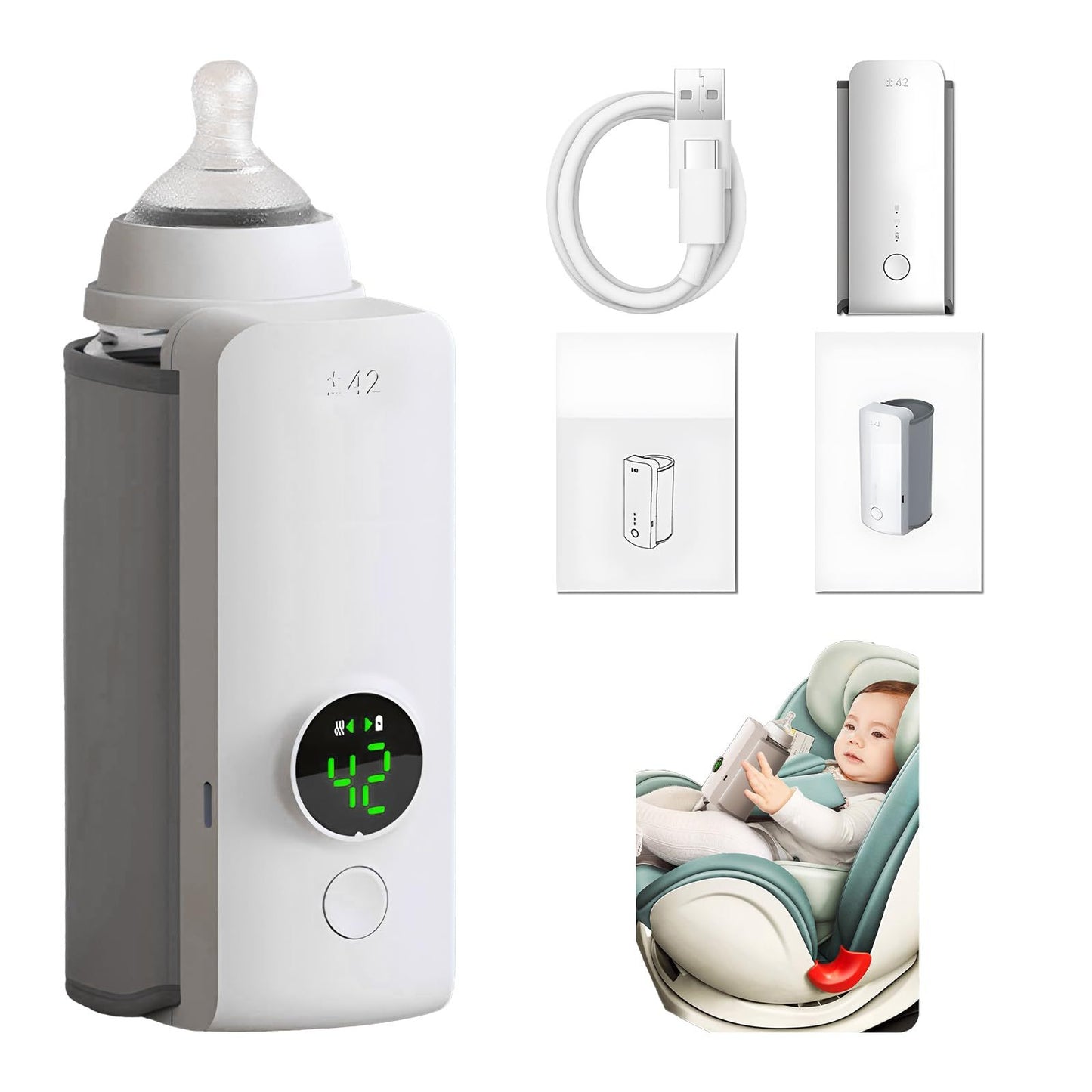 Portable Baby Bottle Warmer – Wireless USB Milk Heater with Insulated Sleeve