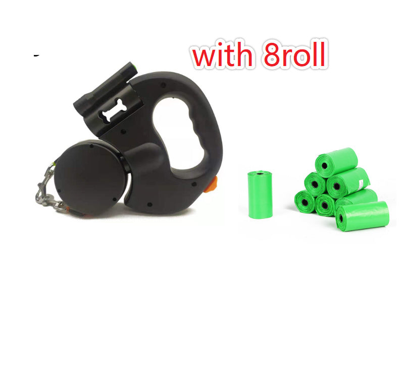 Dual Retractable Dog Leash – Reflective No-Tangle 360° Swivel Lead with Lights