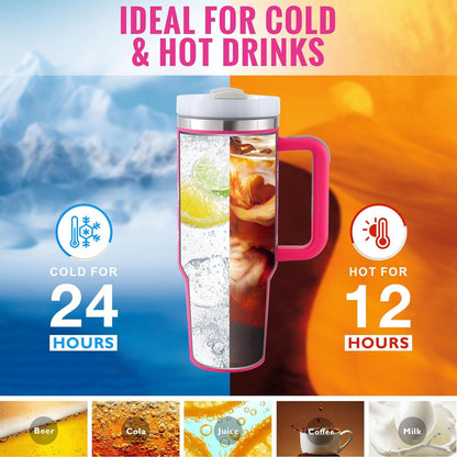 Tumbler with Handle and Straw – 40 oz Stainless Steel Insulated Travel Mug
